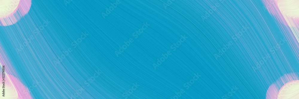 Poster flowing designed horizontal banner with light sea green, thistle and corn flower blue colors. fluid 
