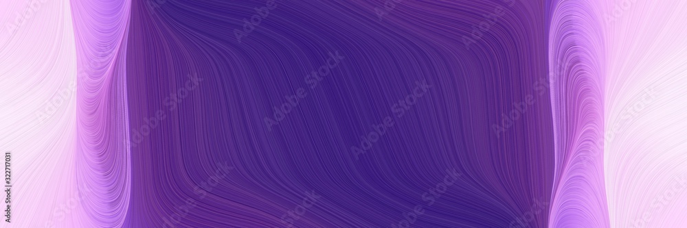 Poster flowing horizontal banner with lavender, dark slate blue and orchid colors. fluid curved lines with dynamic flowing waves and curves