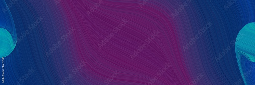 Poster colorful designed horizontal header with midnight blue, old mauve and dark cyan colors. fluid curved flowing waves and curves