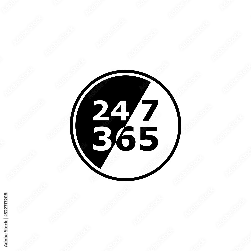 Poster 24 hours service and support sign. 24 hours open customer service icon