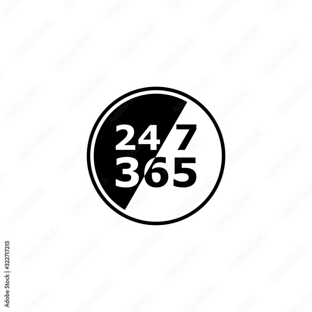 Poster 24 hours service and support sign. 24 hours open customer service icon
