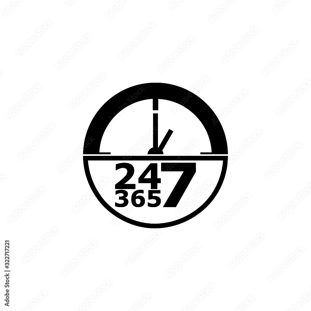 Poster 24 hours service and support sign. 24 hours open customer service icon