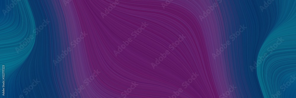 Aufkleber moving banner design with very dark magenta, midnight blue and teal colors. fluid curved lines with 