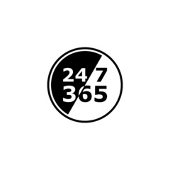 24 Hours Service and support sign. 24 hours open customer service icon