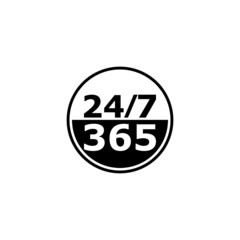 24 Hours Service and support sign. 24 hours open customer service icon