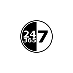 24 Hours Service and support sign. 24 hours open customer service icon