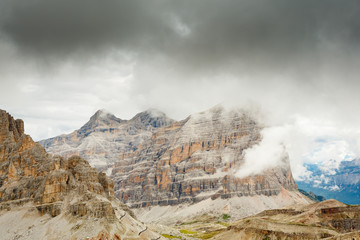 Lagazuoi mountain panorama in Italian Alps	