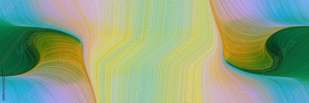Poster decorative header design with tan, sea green and dark golden rod colors. fluid curved lines with dyn