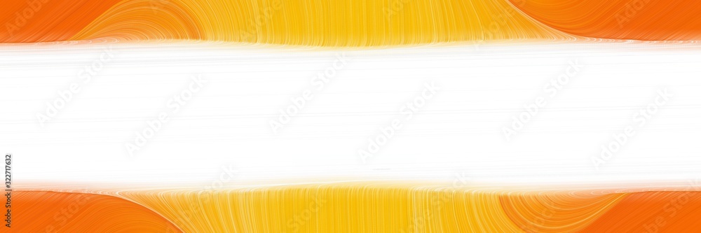 Poster surreal designed horizontal banner with vivid orange, antique white and orange red colors. fluid cur