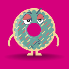 Vector illustration of cartoon character donut, can be use for icon, poster, print