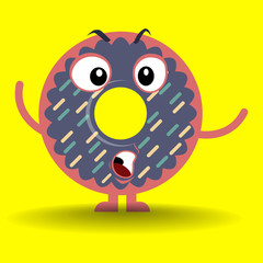 Vector illustration of cartoon character donut, can be use for icon, poster, print