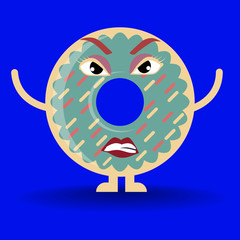 Vector illustration of cartoon character donut, can be use for icon, poster, print