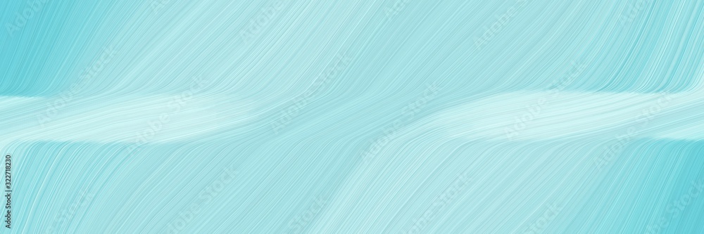 Poster moving designed horizontal banner with powder blue, sky blue and pale turquoise colors. fluid curved