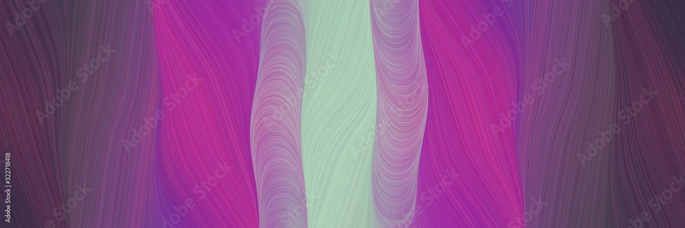 Poster artistic horizontal banner with antique fuchsia, ash gray and mulberry  colors. fluid curved lines with dynamic flowing waves and curves