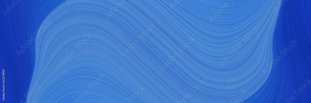 Poster flowing horizontal header with steel blue, strong blue and corn flower blue colors. fluid curved lin