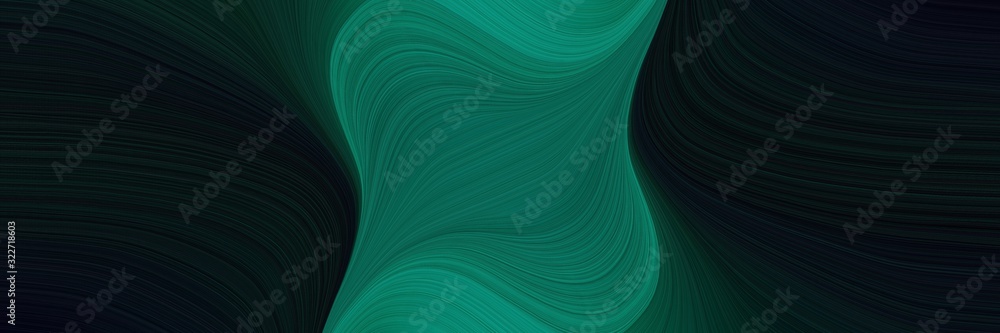 Poster dynamic banner with black, teal green and very dark blue colors. fluid curved lines with dynamic flo