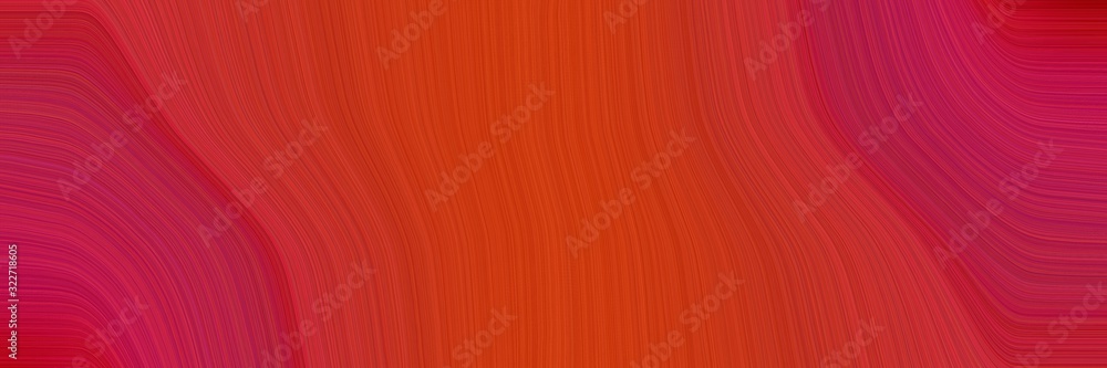 Poster decorative horizontal banner with firebrick, moderate pink and coffee colors. fluid curved lines wit