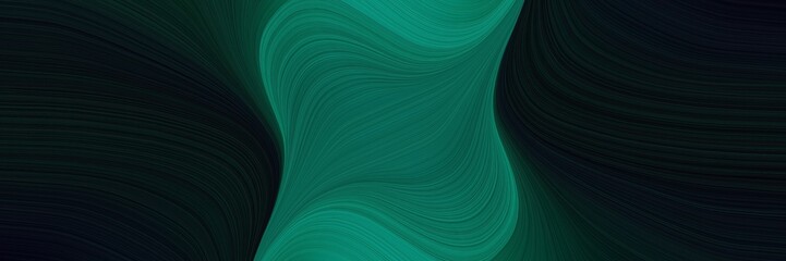 dynamic banner with black, teal green and very dark blue colors. fluid curved lines with dynamic flowing waves and curves