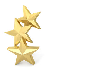 3 three stars golden gold 3D