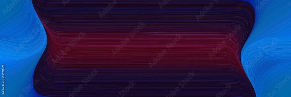 Poster dynamic designed horizontal banner with strong blue, very dark pink and dark pink colors. fluid curv