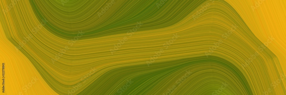 Poster artistic horizontal banner with olive, golden rod and dark golden rod colors. fluid curved lines wit