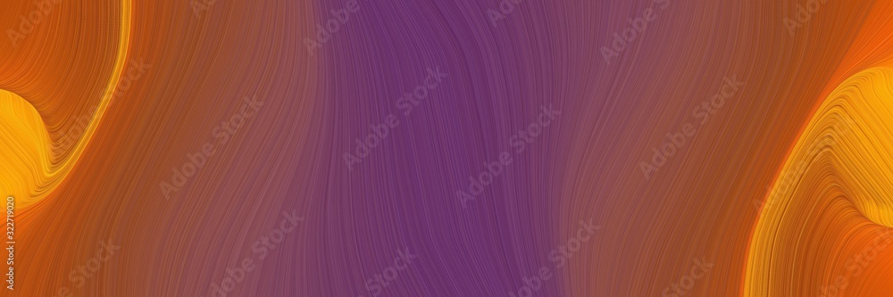 Poster decorative designed horizontal header with dark moderate pink, dark orange and sienna colors. fluid curved lines with dynamic flowing waves and curves