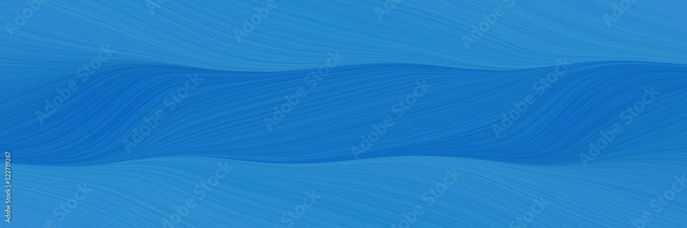 Aufkleber decorative horizontal banner with steel blue, strong blue and dodger blue colors. fluid curved lines