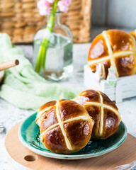 hot cross buns, spring food. Easter symbol. easter day. traditional dessert. easter concept,
