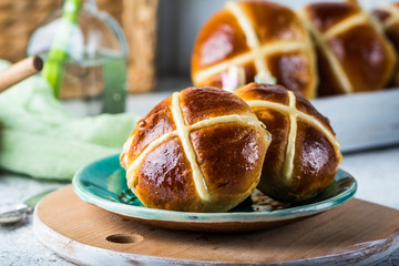 hot cross buns, spring food. Easter symbol. easter day. traditional dessert. easter concept,