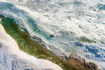 Pamukkale , Turkey - mineral water springs and white calcium rocks