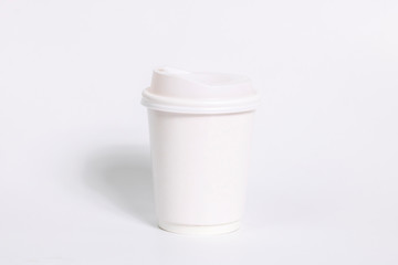 white paper coffee cup mock-up isolated on white background