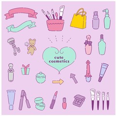 手書き風 可愛いコスメのイラスト Wall Mural Wallpaper Murals Sayukichi 手書き風 可愛いコスメのイラスト Wall Mural Wallpaper Murals Sayukichi