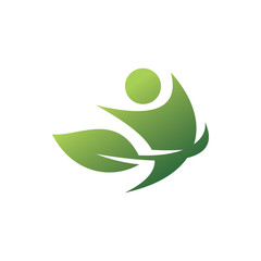 green nature healthy active people logo design