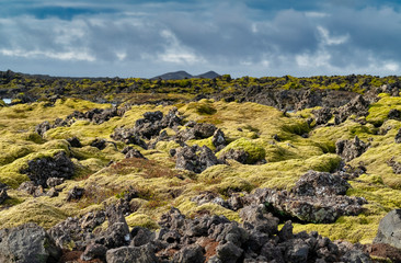 Fototapeta na wymiar Beautiful geothermisch area in Reykjavik, Iceland, with mountain in the background