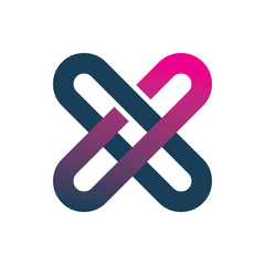 letter x color line logo design