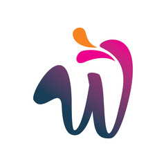 creative splash color letter w logo design