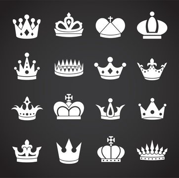 Crown icons set on background for graphic and web design. Creative illustration concept symbol for web or mobile app