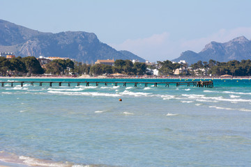 Bay of Alcudia with crystal clear waters in north part of Mallorca. Spain
