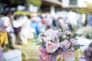 Pink flowers decorated in weddings, landscaping for ceremonies