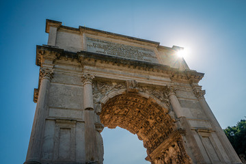 Arch of Titus or Arco di Tito in Rome, Italy. It is a historical landmark of Rome. Beautiful view...