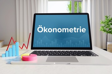 Ökonometrie – Business/Statistik. Laptop im Büro mit Begriff auf dem Monitor. Finanzen/Wirtschaft.