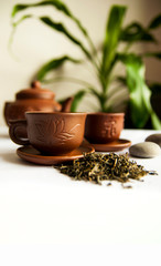 Traditional Asian tea ceremony arrangement
