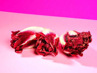 Fresh Radicchio on Pink Background