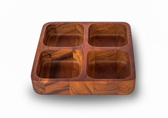 wooden hole tray on white background
