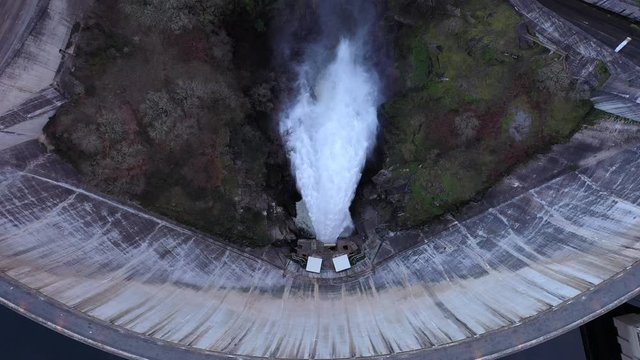 Massive Spanish Hydraulic Power Plant Reservoir Aerial View