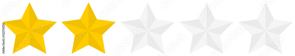 Poster flat golden 2 star rating icon isolated on a white background. eps10 vector file