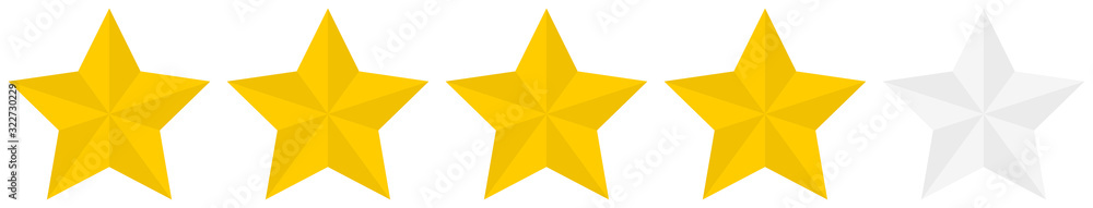 Poster Flat golden 4 star rating icon isolated on a white background. EPS10 vector file