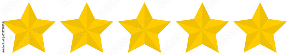 Poster Flat golden 5 star rating icon isolated on a white background. EPS10 vector file