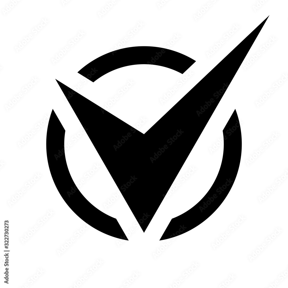 Poster Black checkbox icon, tick symbol in a circle isolated on a white background. EPS10 vector file