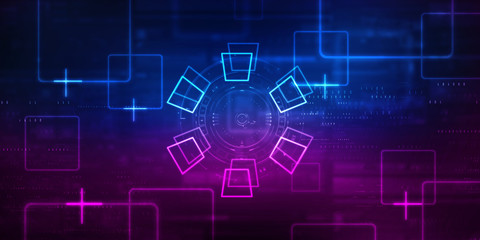 2d illustration Abstract futuristic electronic circuit technology background